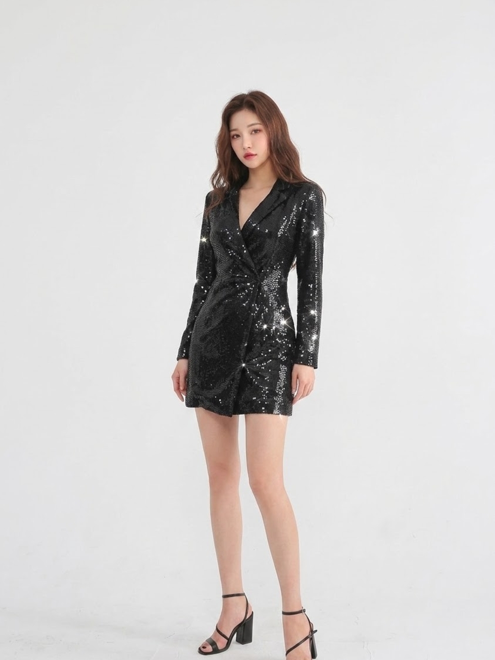 H&M Divided Black Sequin Blazer Dress Long Sleeve Size XS Party Night Out